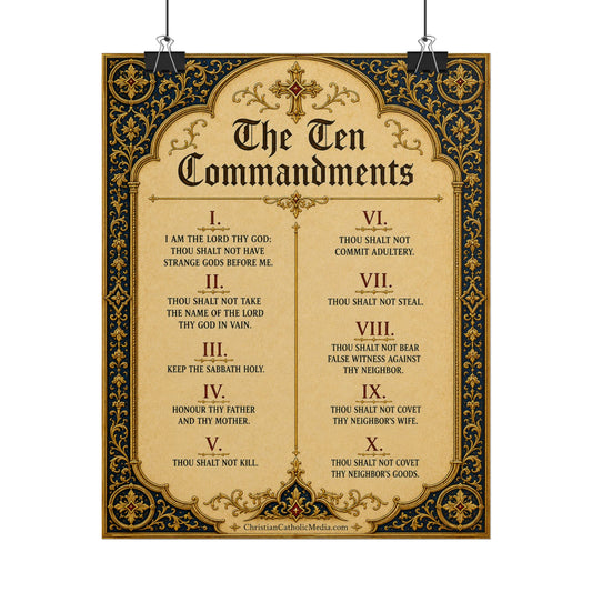 Rolled Poster — The Ten Commandments Vintage Scripture Wall Art