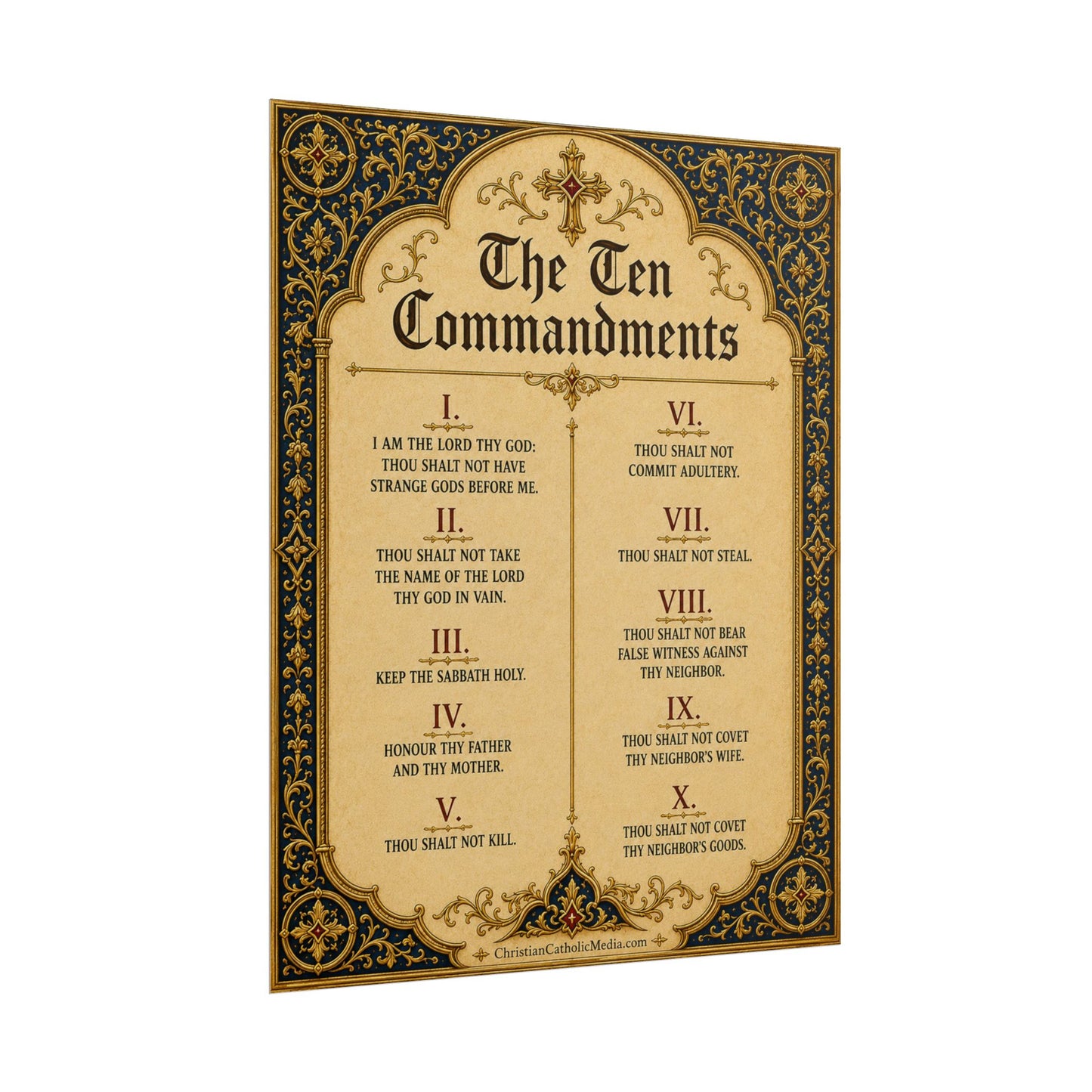Rolled Poster — The Ten Commandments Vintage Scripture Wall Art