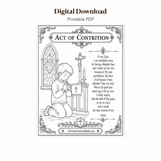 Digital Download – Act of Contrition Printable Catholic Coloring Page
