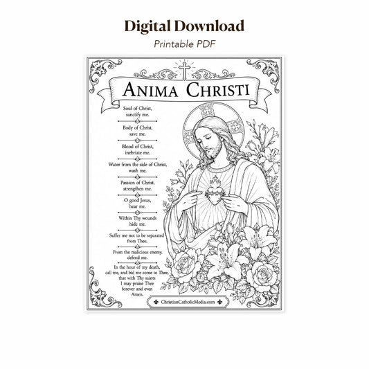 Digital Download – Anima Christi Prayer Printable Catholic Coloring Page