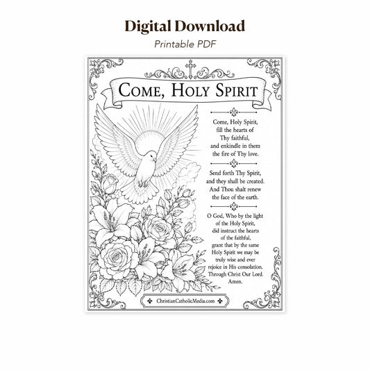 Digital Download – Come, Holy Spirit Prayer Printable Catholic Coloring Page