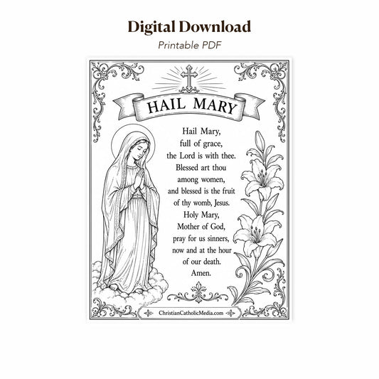 Digital Download – Hail Mary Printable Catholic Coloring Page