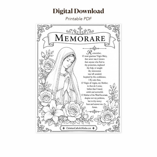 Digital Download – Memorare Printable Catholic Coloring Page