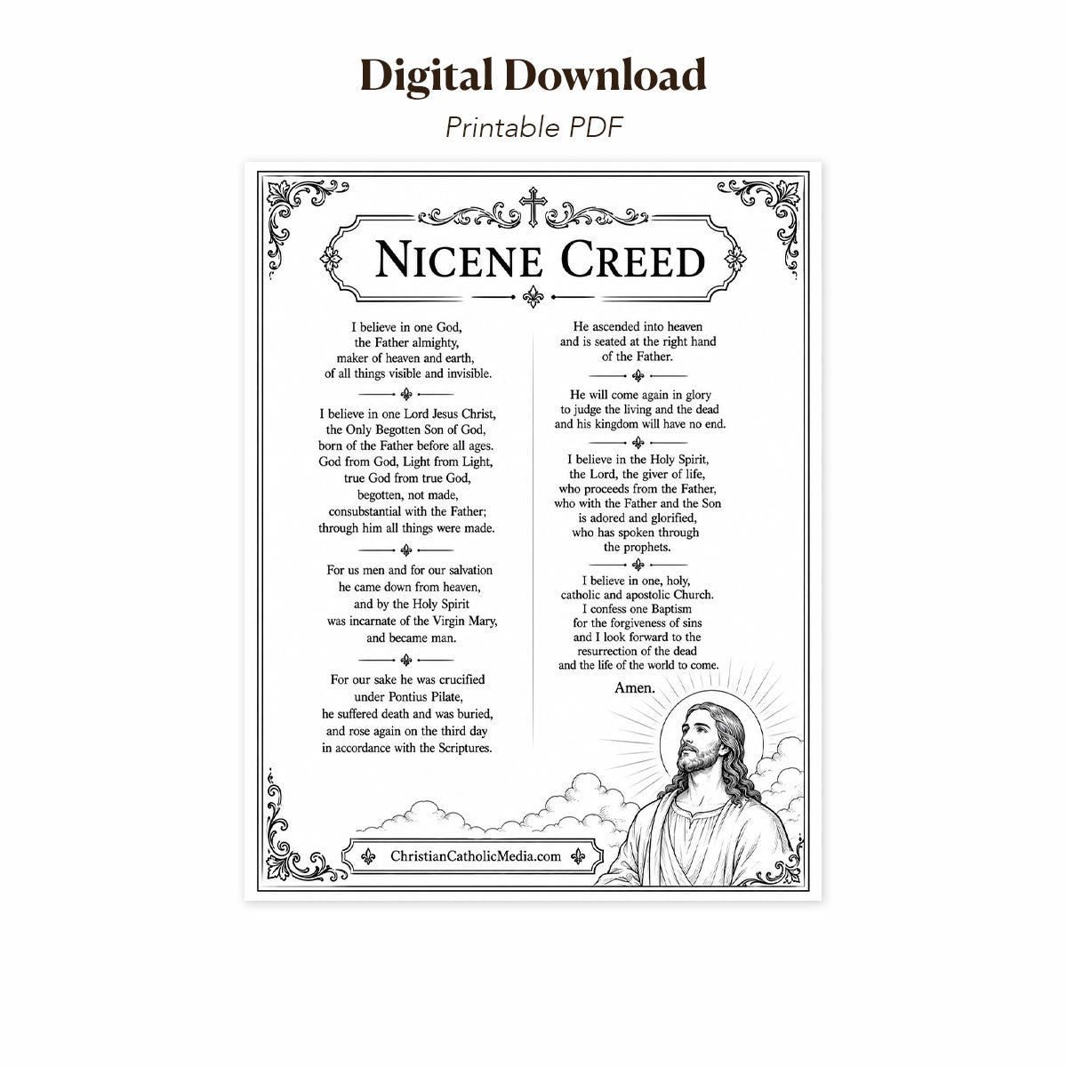 Digital Download – Nicene Creed Printable Catholic Coloring Page
