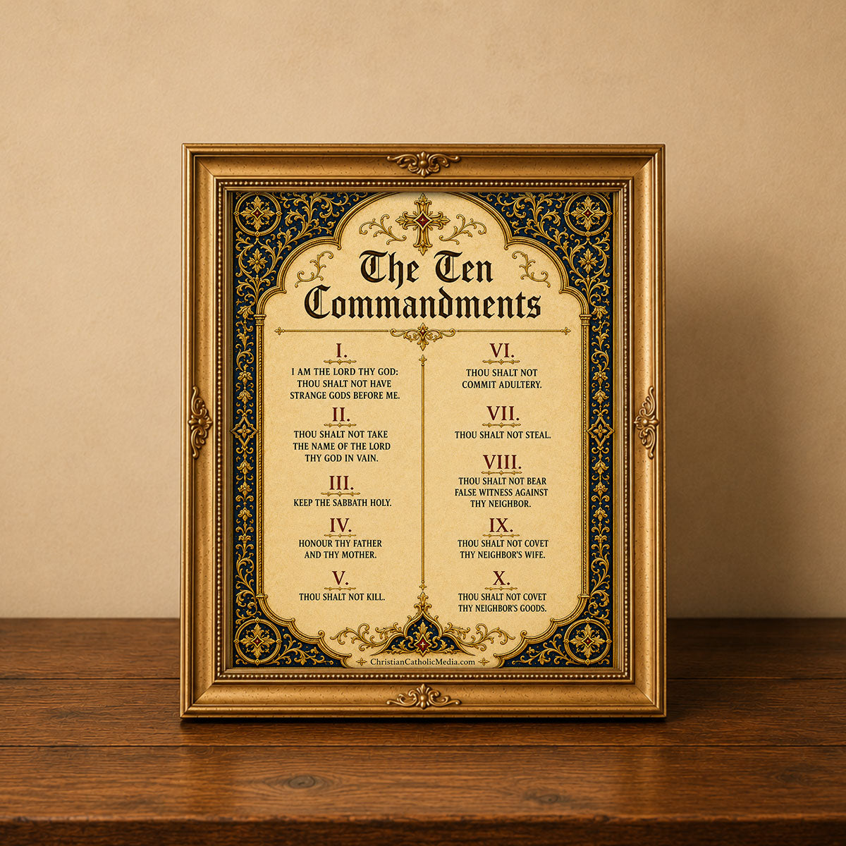 Rolled Poster — The Ten Commandments Vintage Catholic Wall Art